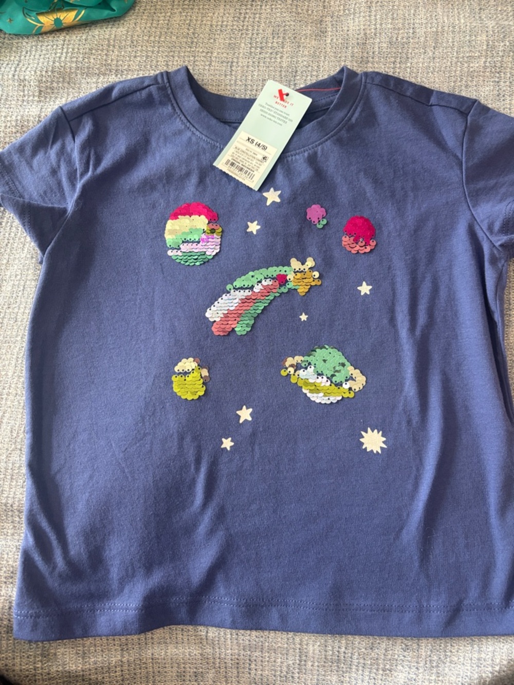NWT Cat & Jack Short-Sleeve Sequin Space Tee
